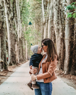 cute baby and mom in park